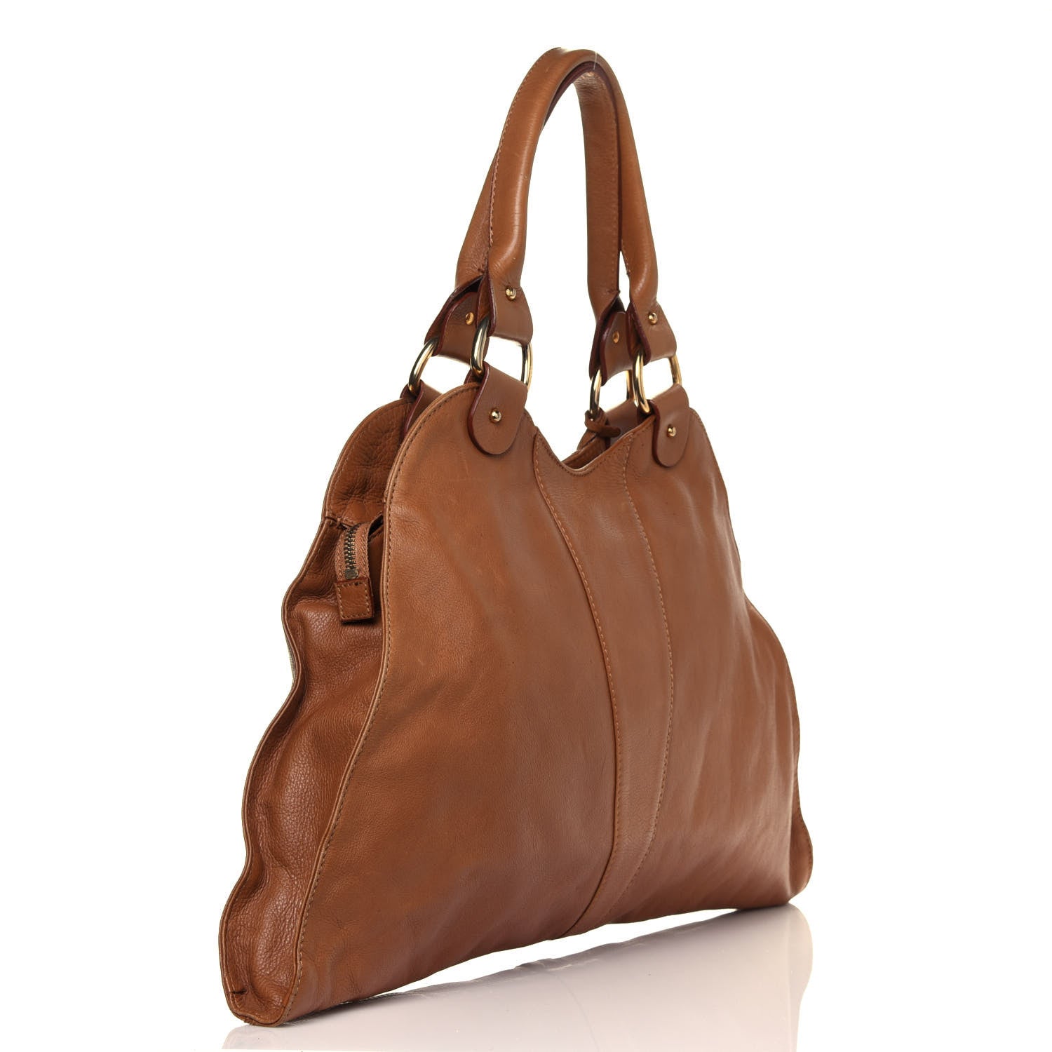 Fendi Calfskin Large Devil Trapezio Tote Tan 2 of 5