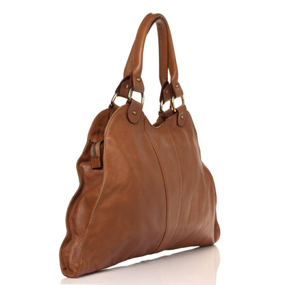 Fendi Calfskin Large Devil Trapezio Tote Tan 2 of 5