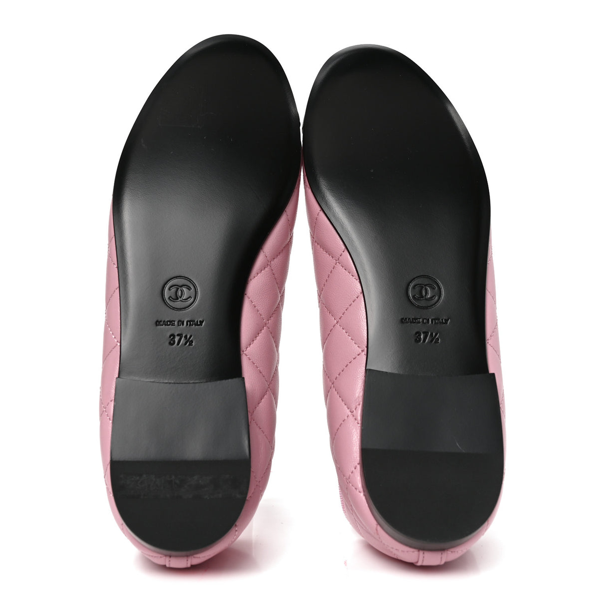Chanel Lambskin Quilted CC Cap Toe Ballerina Flats 37.5 Pink Black 6 of 8