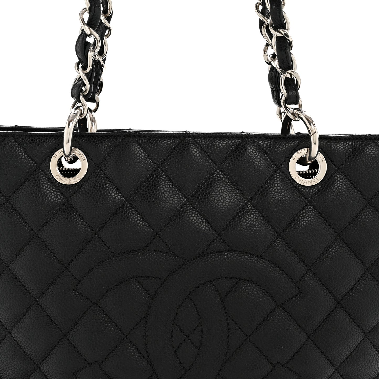 Caviar Quilted Grand Shopping Tote GST Black