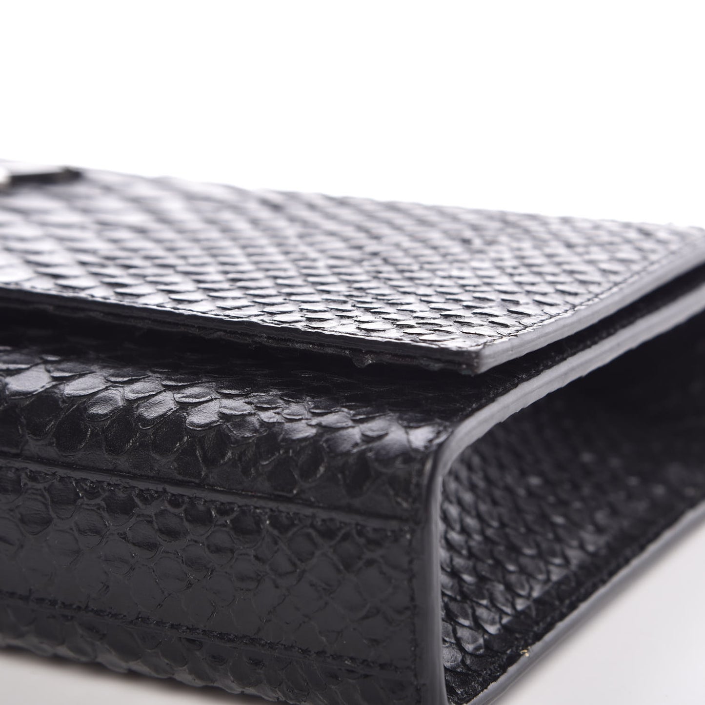 Python Calfskin Embossed Classic Monogram Tassel Clutch Black