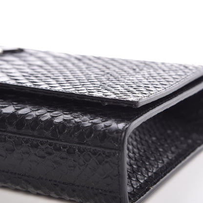 Saint Laurent Python Calfskin Embossed Classic Monogram Tassel Clutch Black 8 of 10