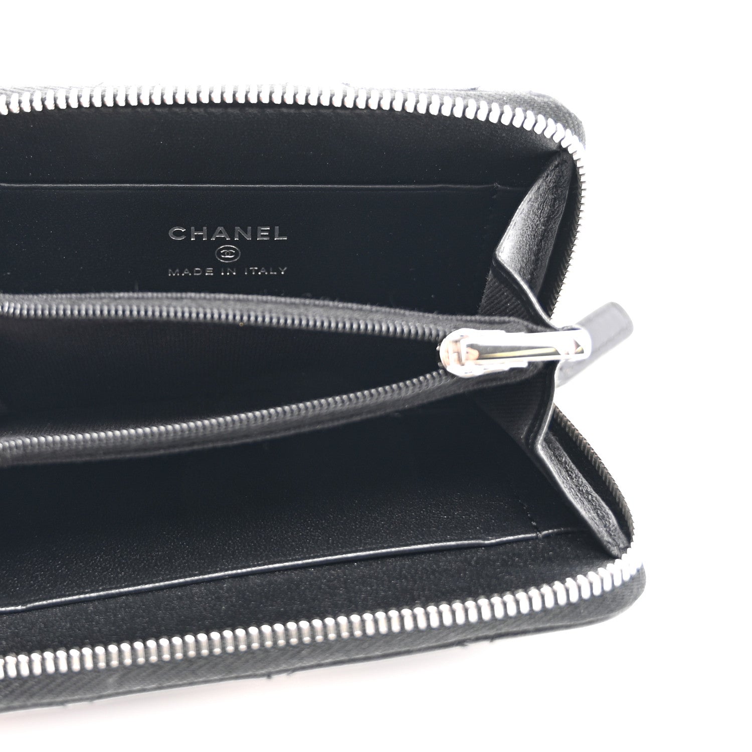 Chanel Lambskin Crystal Star Quilted Studded CC Zip Around Card Holder Wallet Black 5 of 10