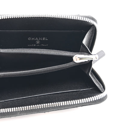 Chanel Lambskin Crystal Star Quilted Studded CC Zip Around Card Holder Wallet Black 5 of 10