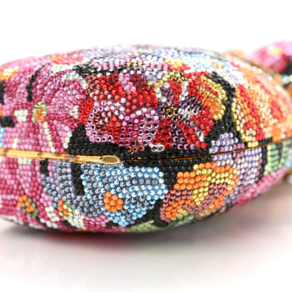 Judith Leiber Swarovski Crystal Floral Minaudiere Clutch Gold Multicolor 10 of 14