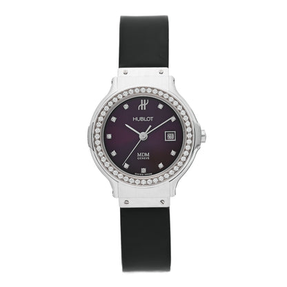 Hublot Stainless Steel Rubber Diamond Bezel 28mm Classic MDM Quartz Watch Burgundy 1393.5.014 1 of 4