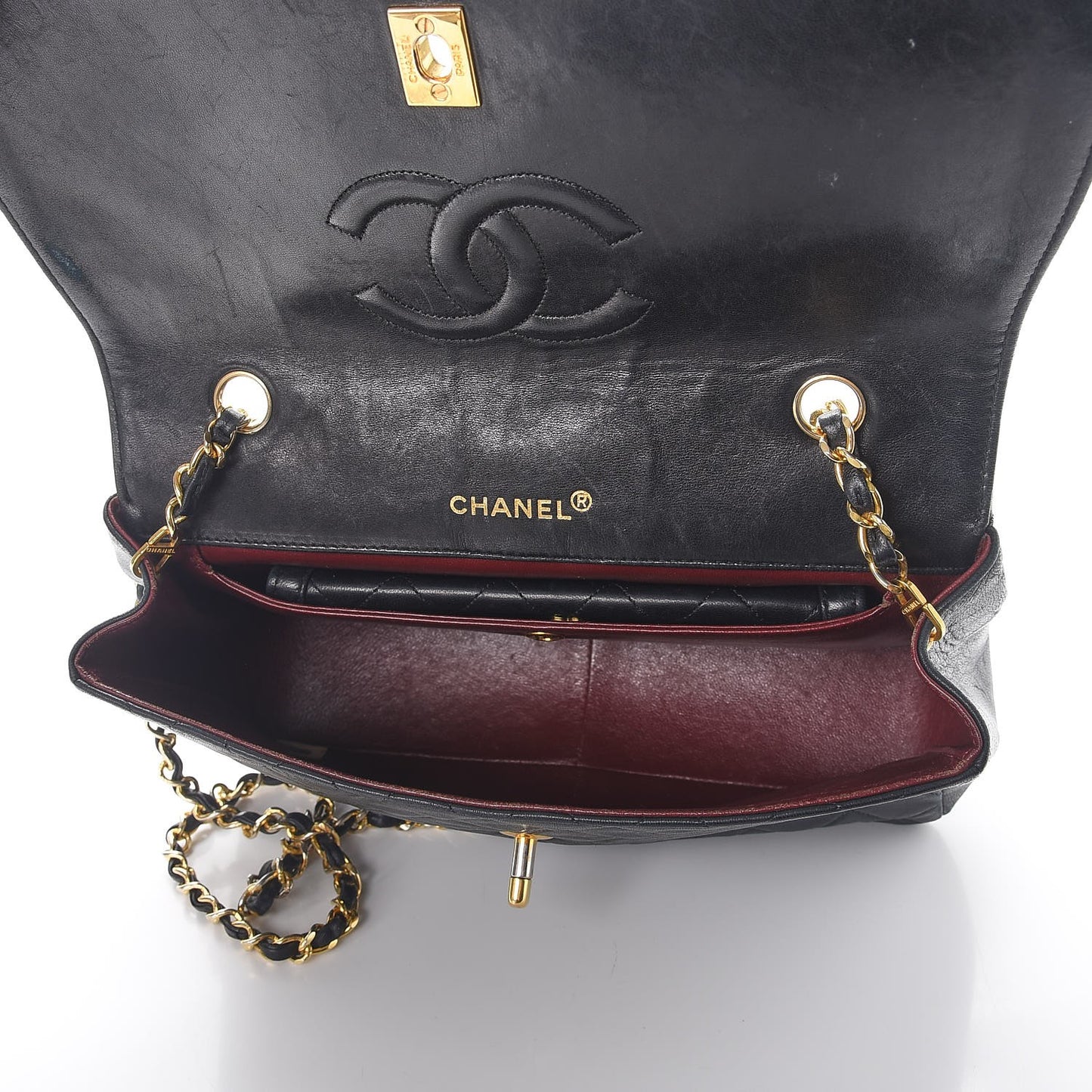 Lambskin Quilted Medium Single Flap Black