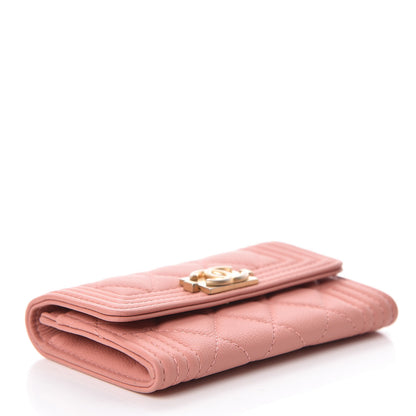 Chanel Caviar Quilted Boy Card Holder Wallet Powder Pink 4 of 9