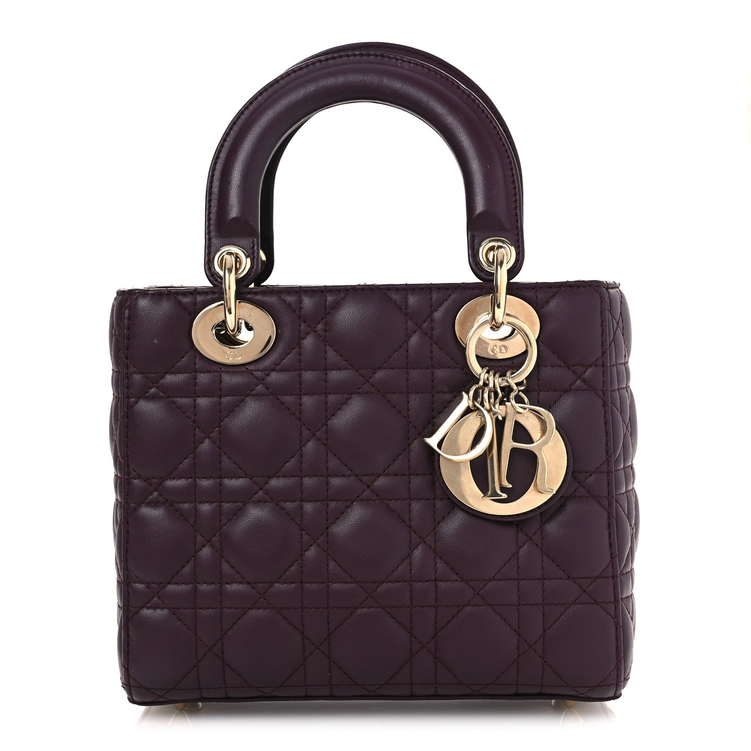 Christian Dior Lambskin Cannage Small Lady Dior Burgundy 1 of 16