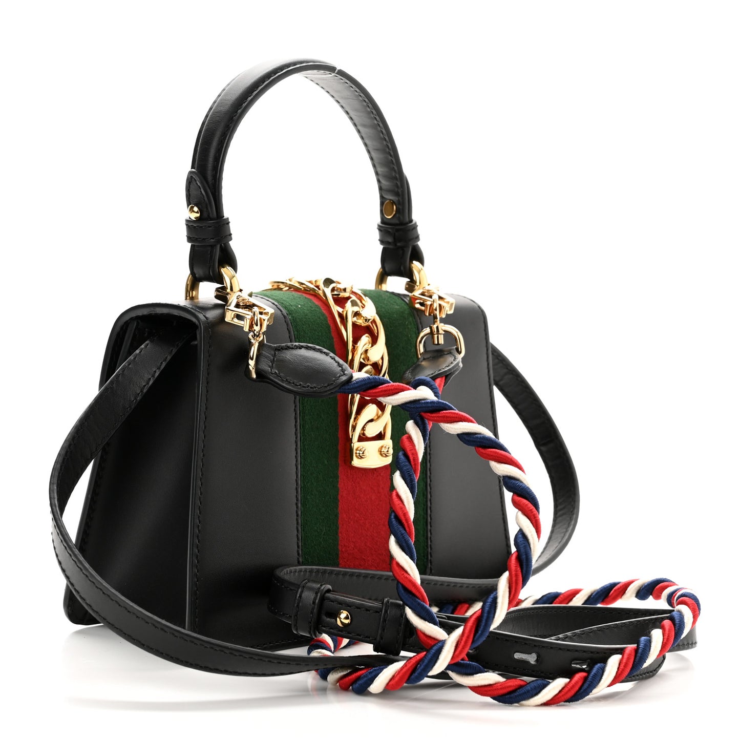 Calfskin Mini Sylvie Top Handle Bag Black
