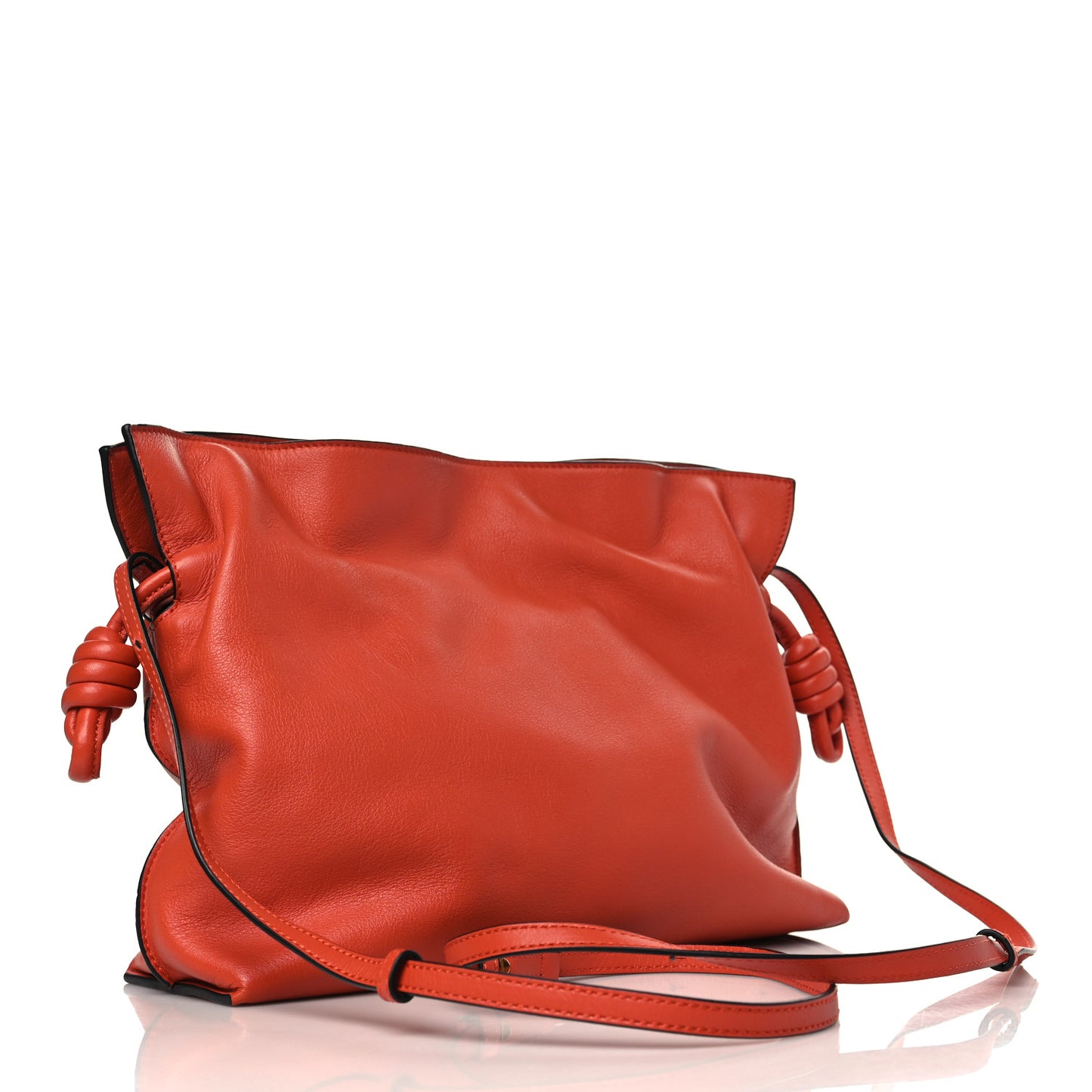 Calfskin Flamenco Knot Clutch Vermillion