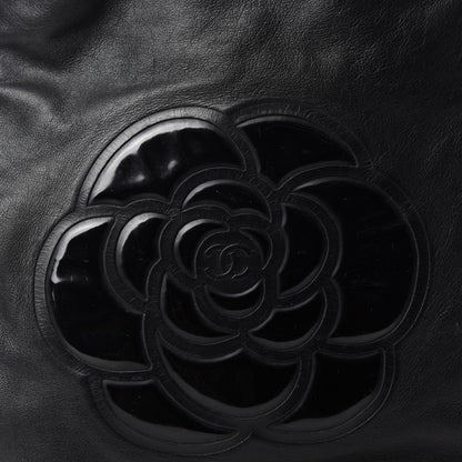 Chanel Lambskin Patent Calfskin Camellia Tote Black 10 of 10