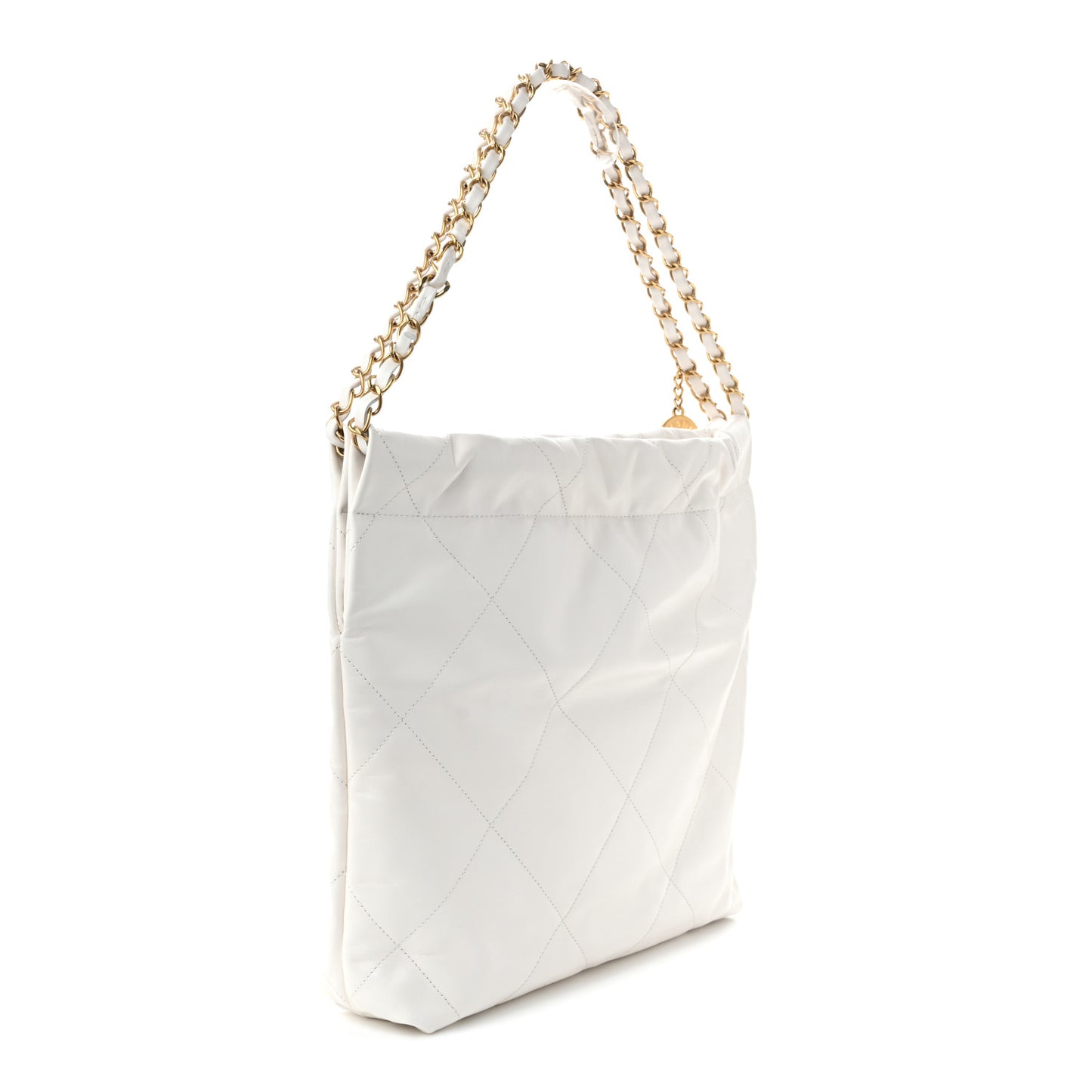 Shiny Calfskin Quilted Small Chanel  White