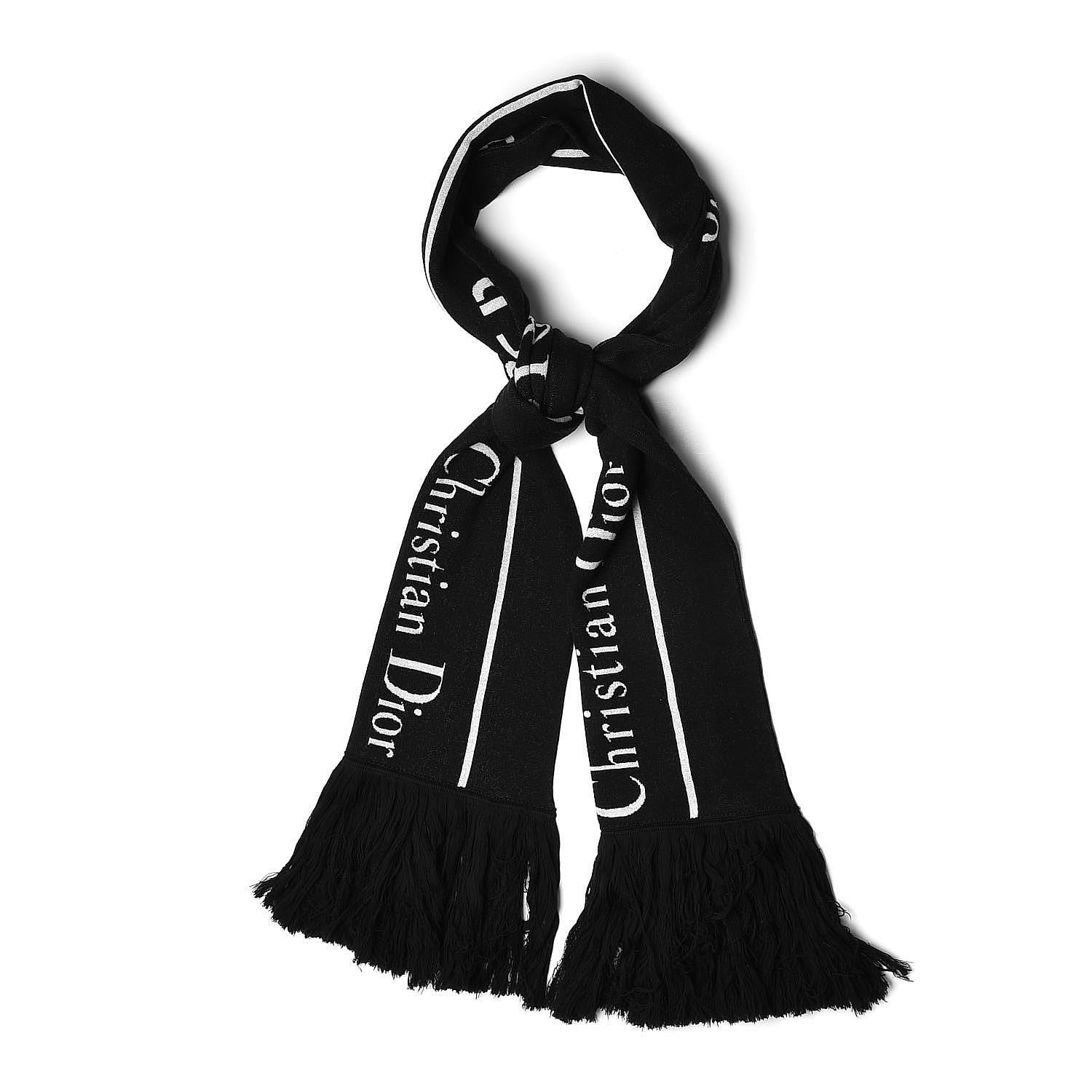 Christian Dior Homme Wool Logo Scarf Black 1 of 4
