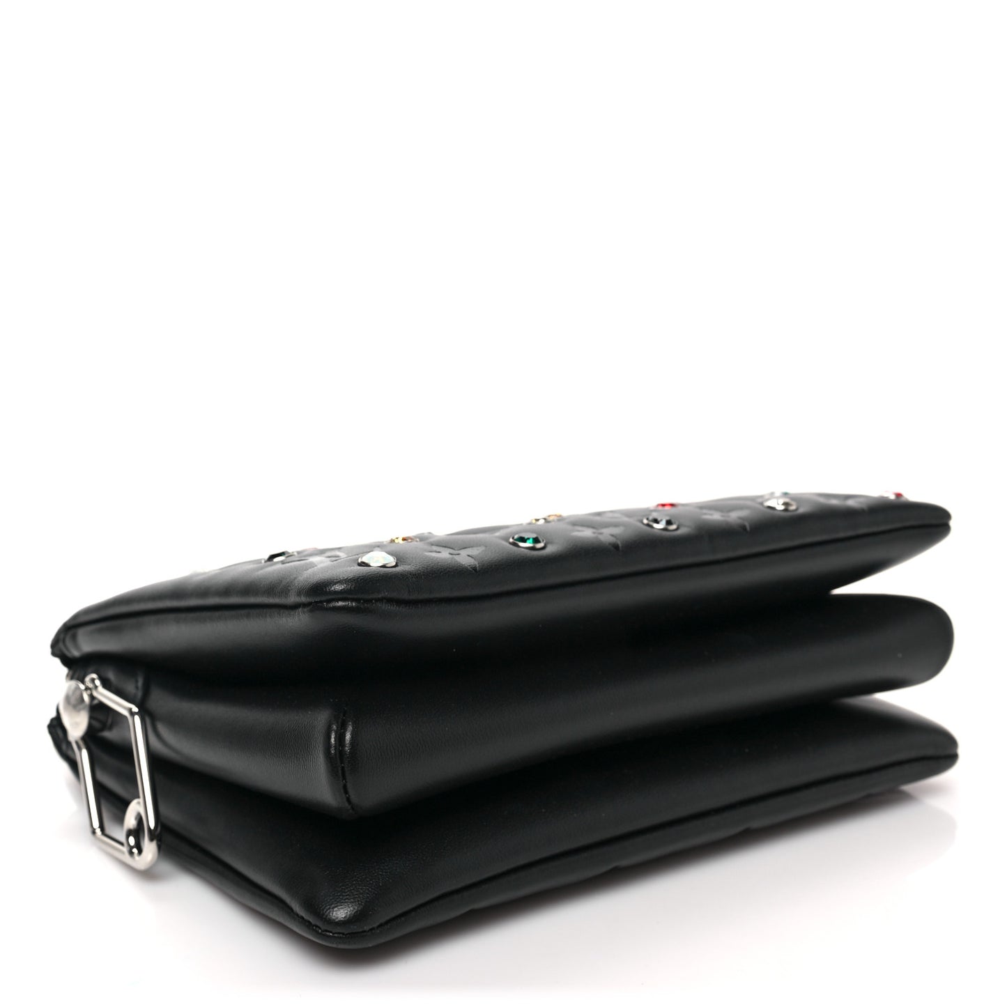 Lambskin Monogram Crystal Embossed Embellished Coussin BB Black