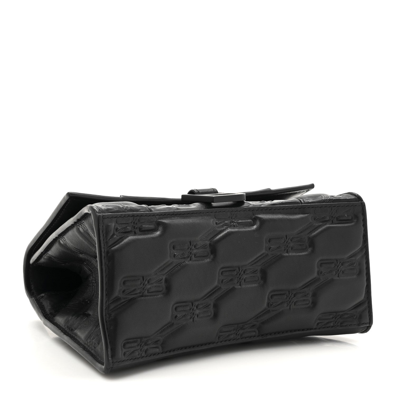 Balenciaga Nappa BB Monogram Embossed Small Hourglass Top Handle Bag Black 4 of 12