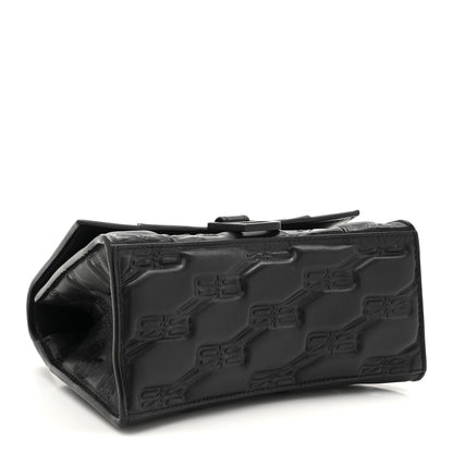 Balenciaga Nappa BB Monogram Embossed Small Hourglass Top Handle Bag Black 4 of 12