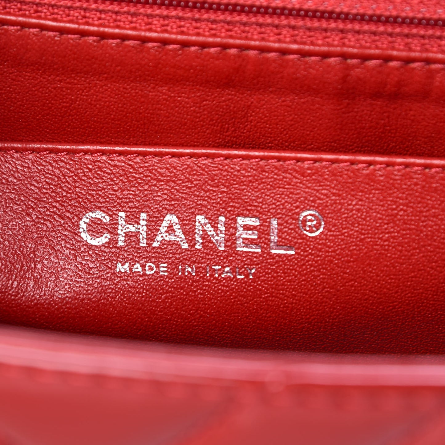 Patent Chevron Quilted Maxi Single Flap Red