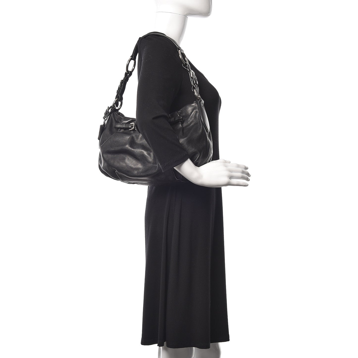 Soft Calfskin Pleated Hobo Black