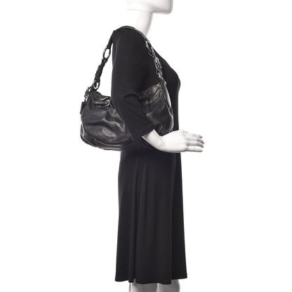 Prada Soft Calfskin Pleated Hobo Black 2 of 16