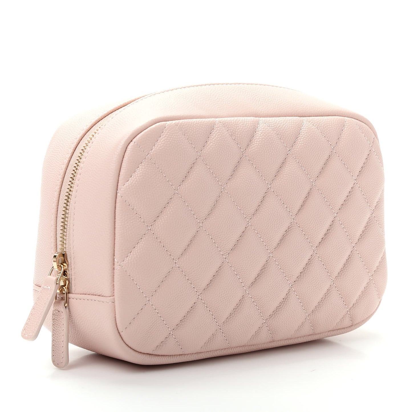 Caviar Quilted Medium Curvy Pouch Cosmetic Case Light Pink
