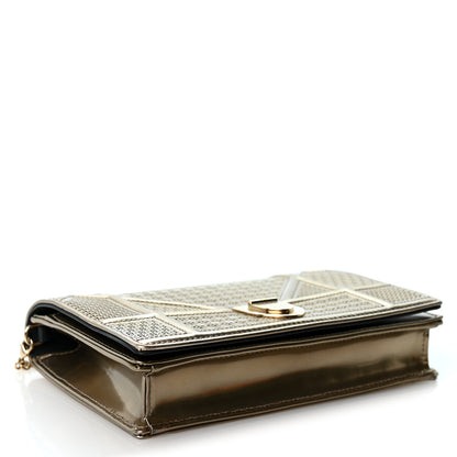 Christian Dior Metallic Patent Micro-Cannage Diorama Wallet on Chain Pouch Gold 4 of 9