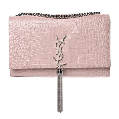 Saint Laurent Calfskin Crocodile Embossed Medium Classic Monogram Kate Tassel Satchel Powder Pink 1 of 11