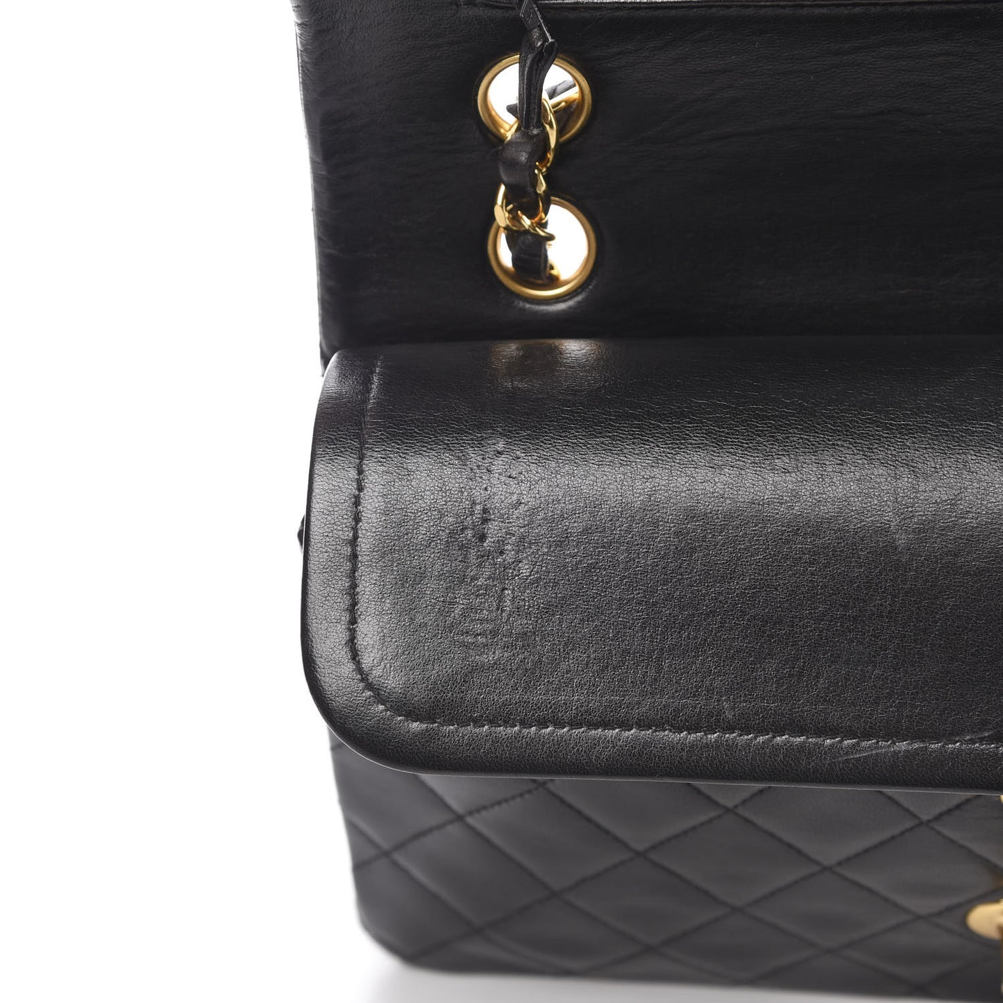 Lambskin Quilted Medium Double Flap Black