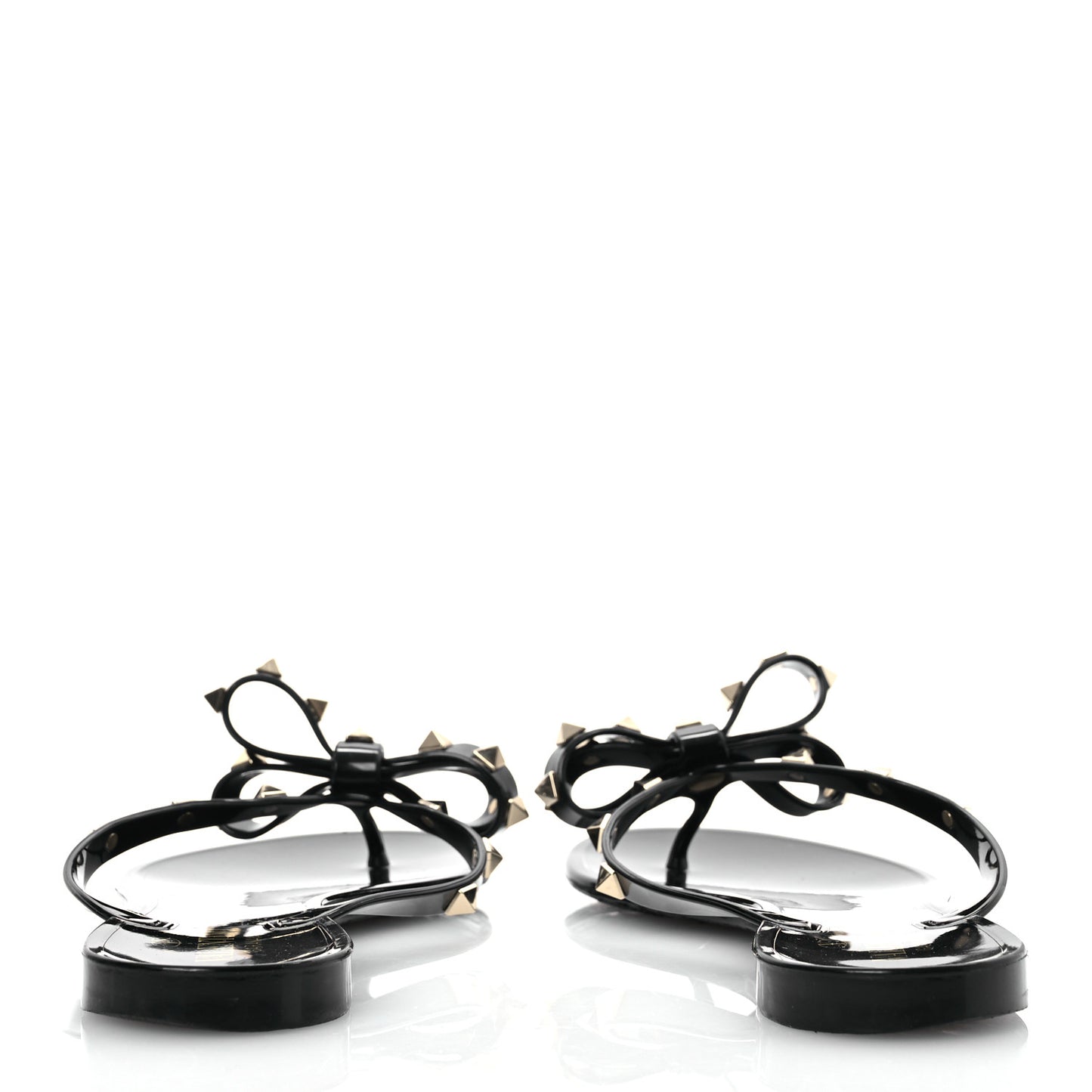PVC Jelly Rockstud Bow Thong Sandals 41 Black