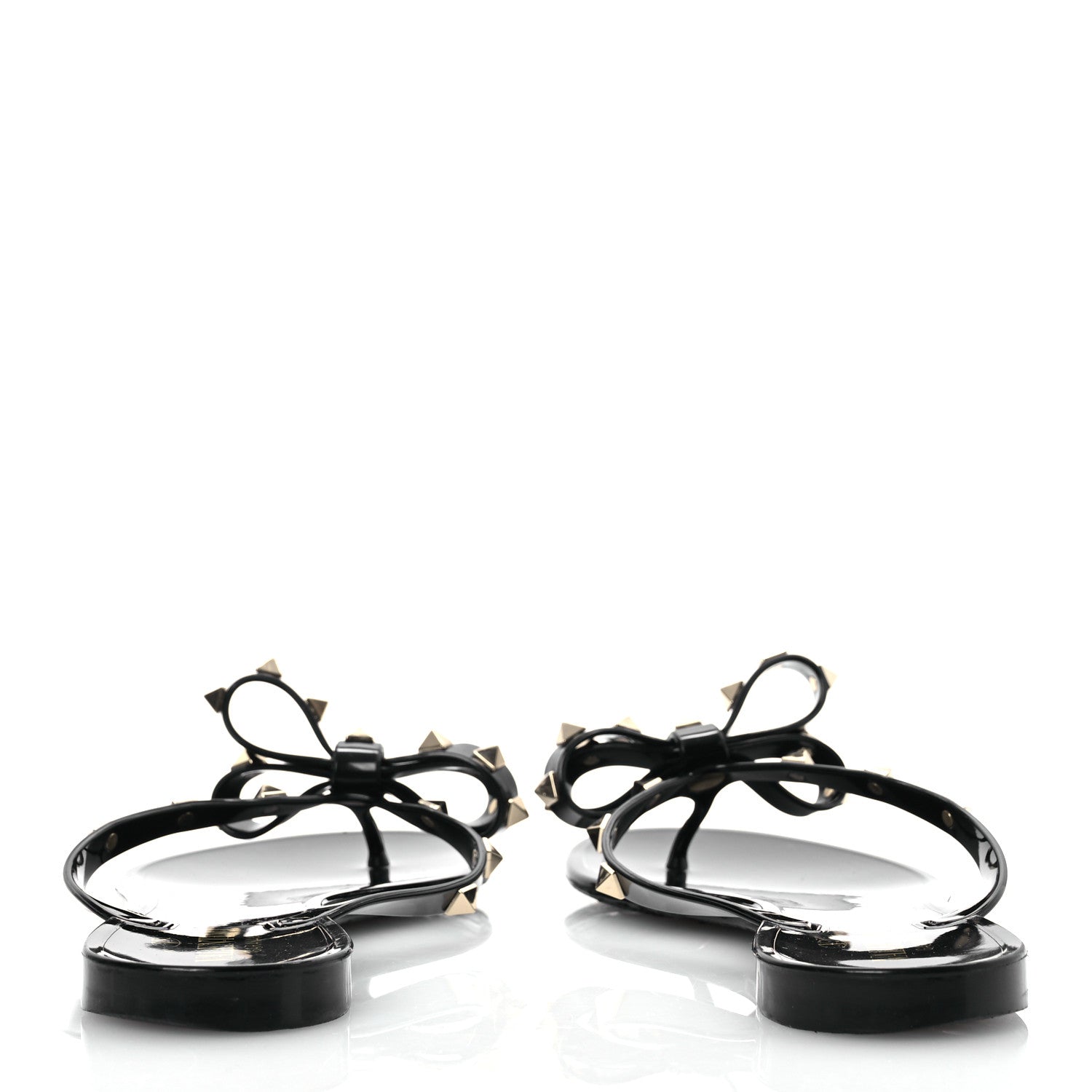 Valentino Garavani PVC Jelly Rockstud Bow Thong Sandals 41 Black 6 of 12