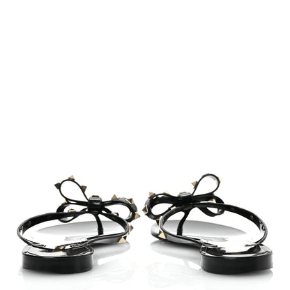 Valentino Garavani PVC Jelly Rockstud Bow Thong Sandals 41 Black 6 of 12