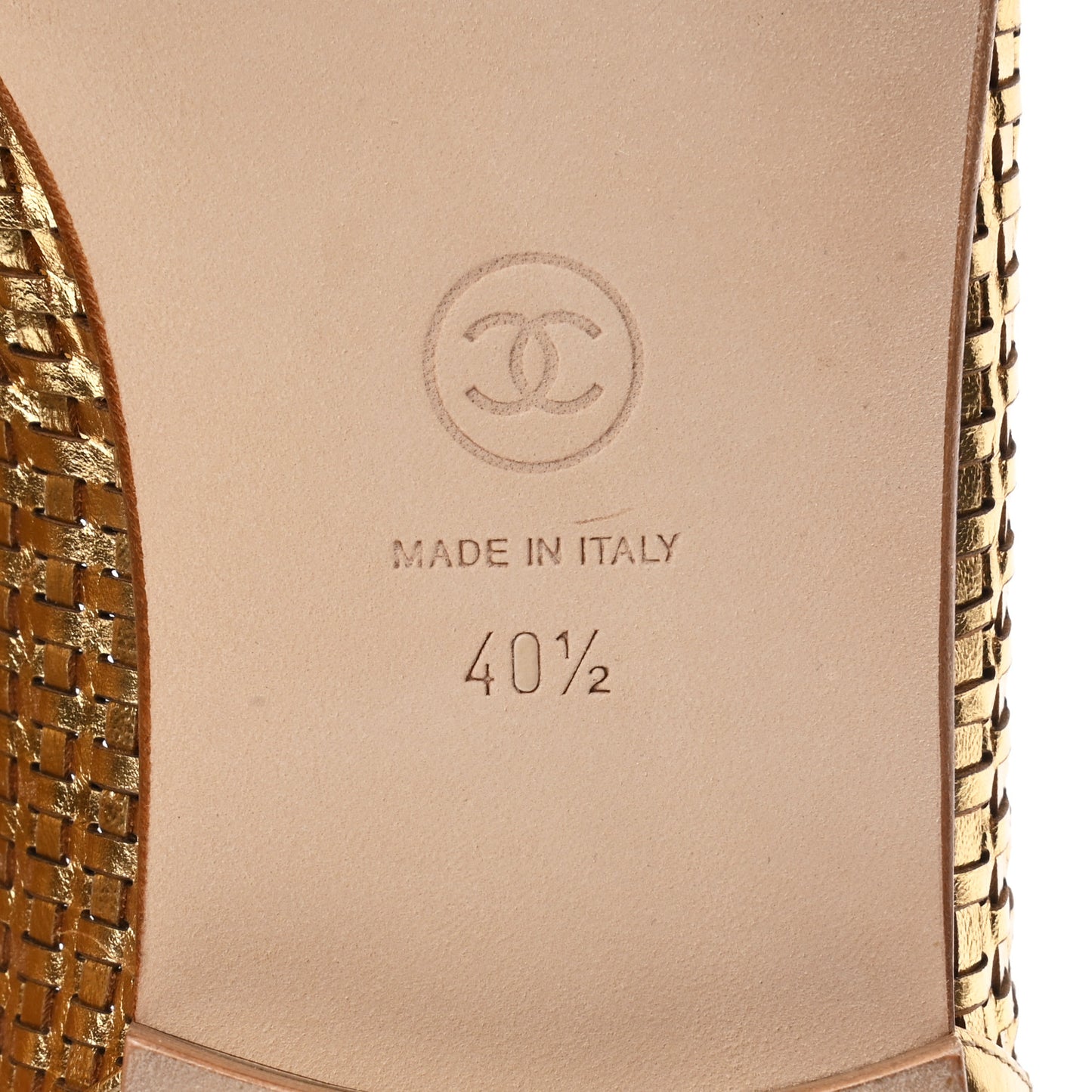Braided Kangaroo Mocassin Loafers 40.5 Light Gold