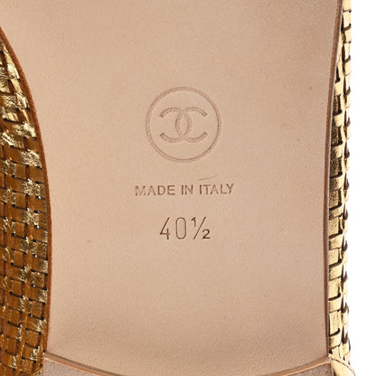 Chanel Braided Kangaroo Mocassin Loafers 40.5 Light Gold 6 of 8