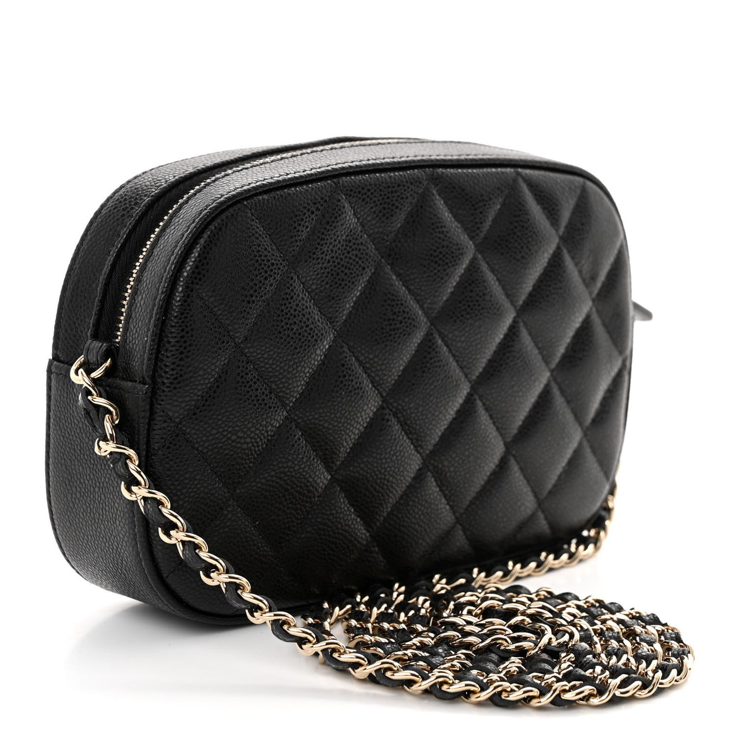 Caviar Quilted Chain Camera Bag Black