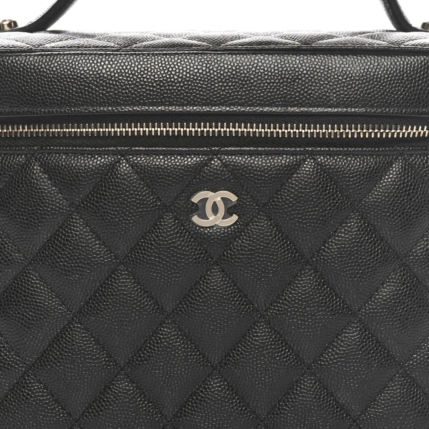 Caviar Quilted Large Vanity Pouch Black