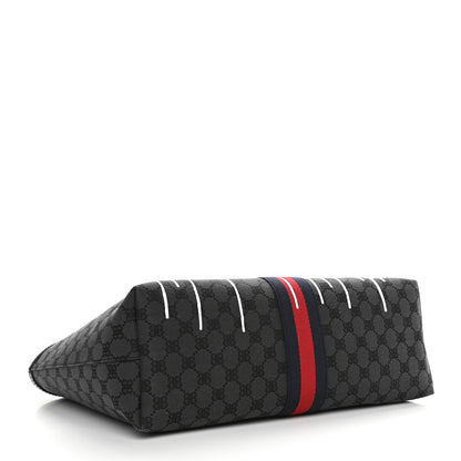 Gucci X BALENCIAGA BB Monogram Web Graffiti Medium Ophidia Shopping Tote Black 4 of 9