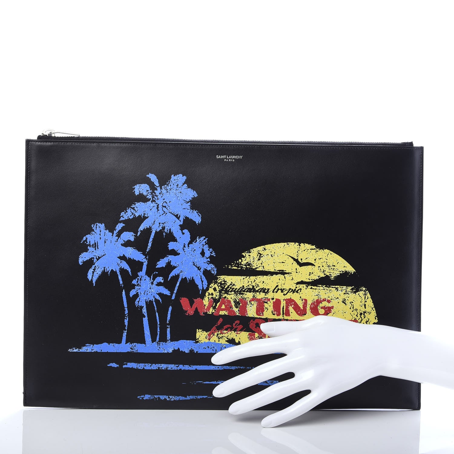 Saint Laurent Calfskin Waiting for Sunset Large Sac De Jour Carryall Pouch Black 2 of 7