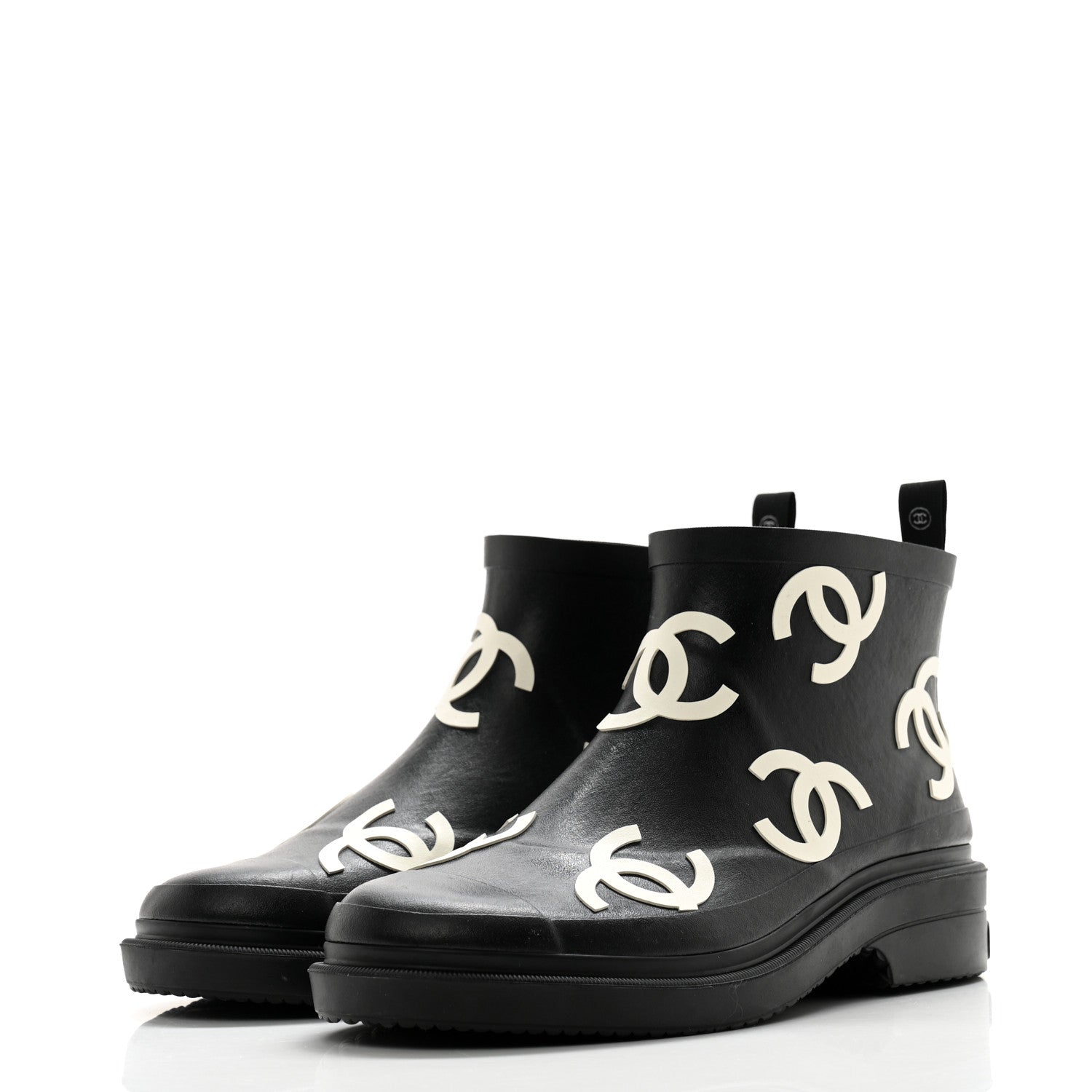 Chanel Rubber CC Print Boots 39 Black 3 of 10