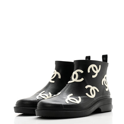 Chanel Rubber CC Print Boots 39 Black 3 of 10