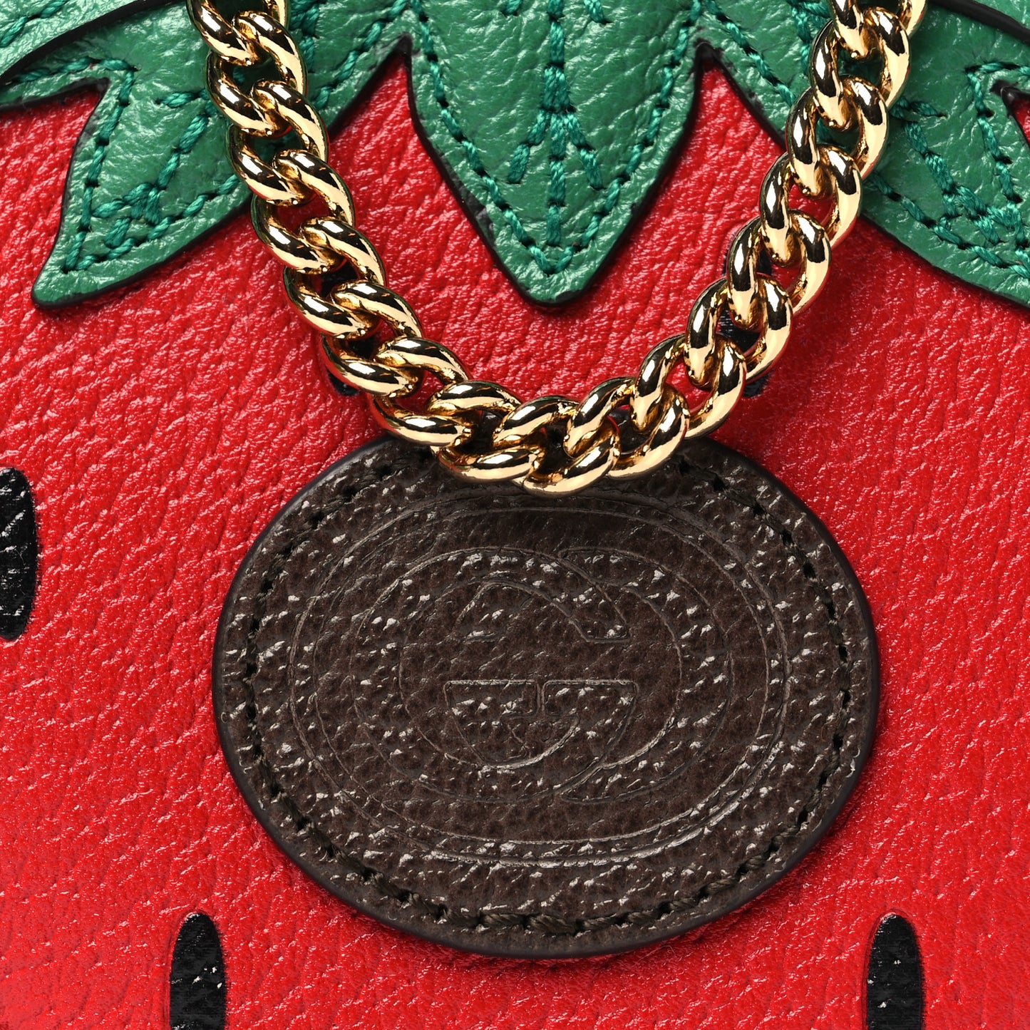 Textured Dollar Calfskin Retro Interlocking G Fruttini Strawberry Mini Crossbody Lobster Red Black New Acero
