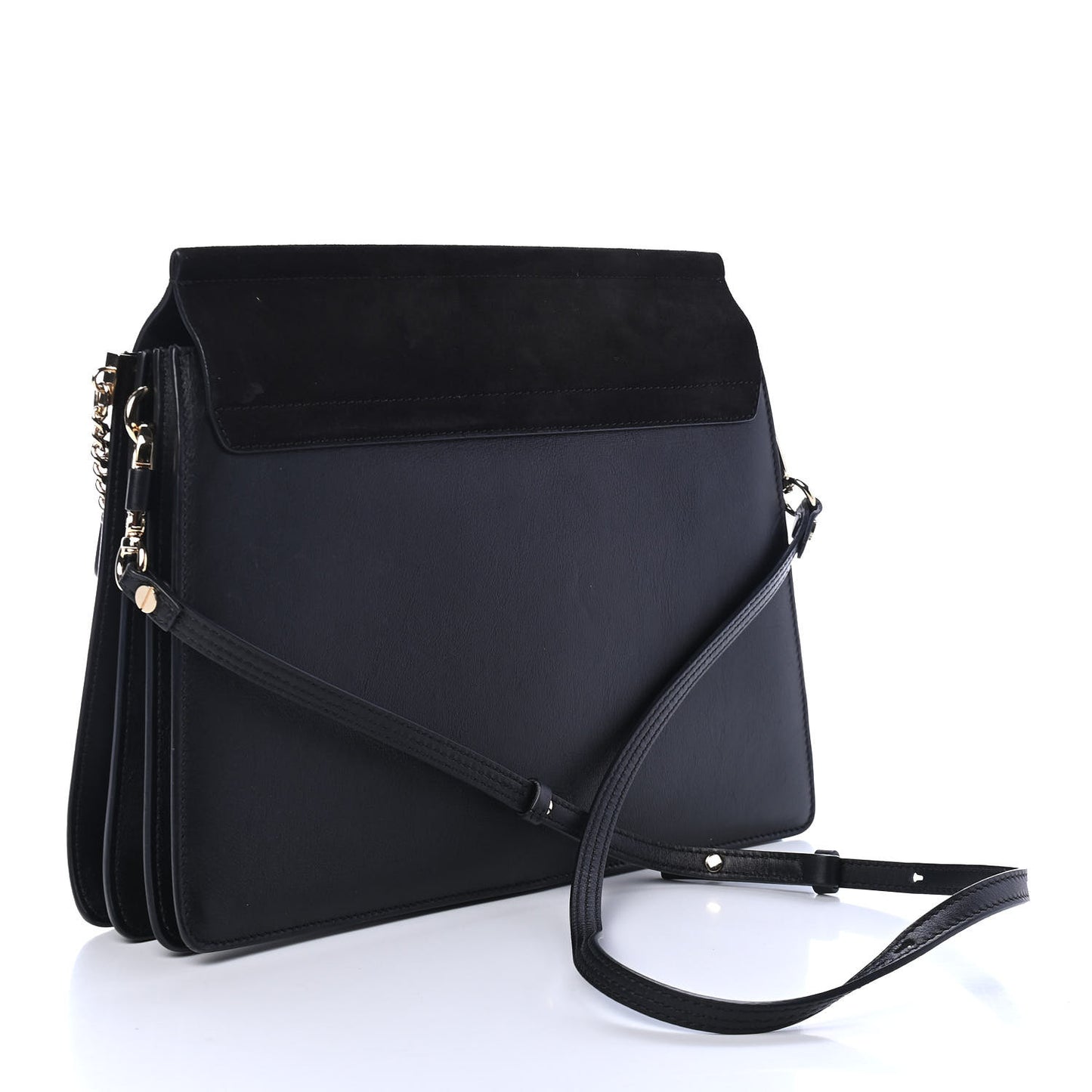 Calfskin Suede Medium Faye Shoulder Bag Black
