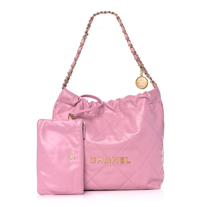 Chanel Shiny Calfskin Quilted Small Chanel 22 Pink 1 of 12