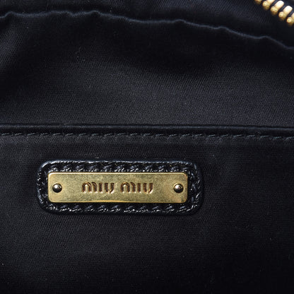 Miu Miu Goatskin Madras Crossbody Bag Black 6 of 10