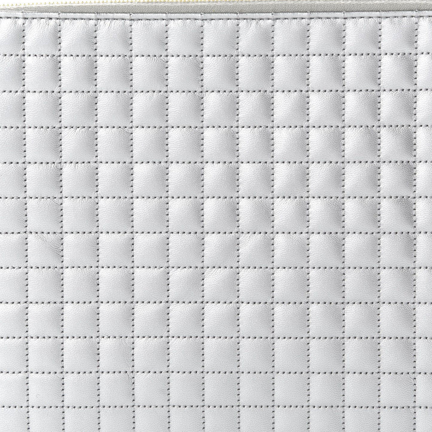 Lambskin Quilted Zip Pouch Grey