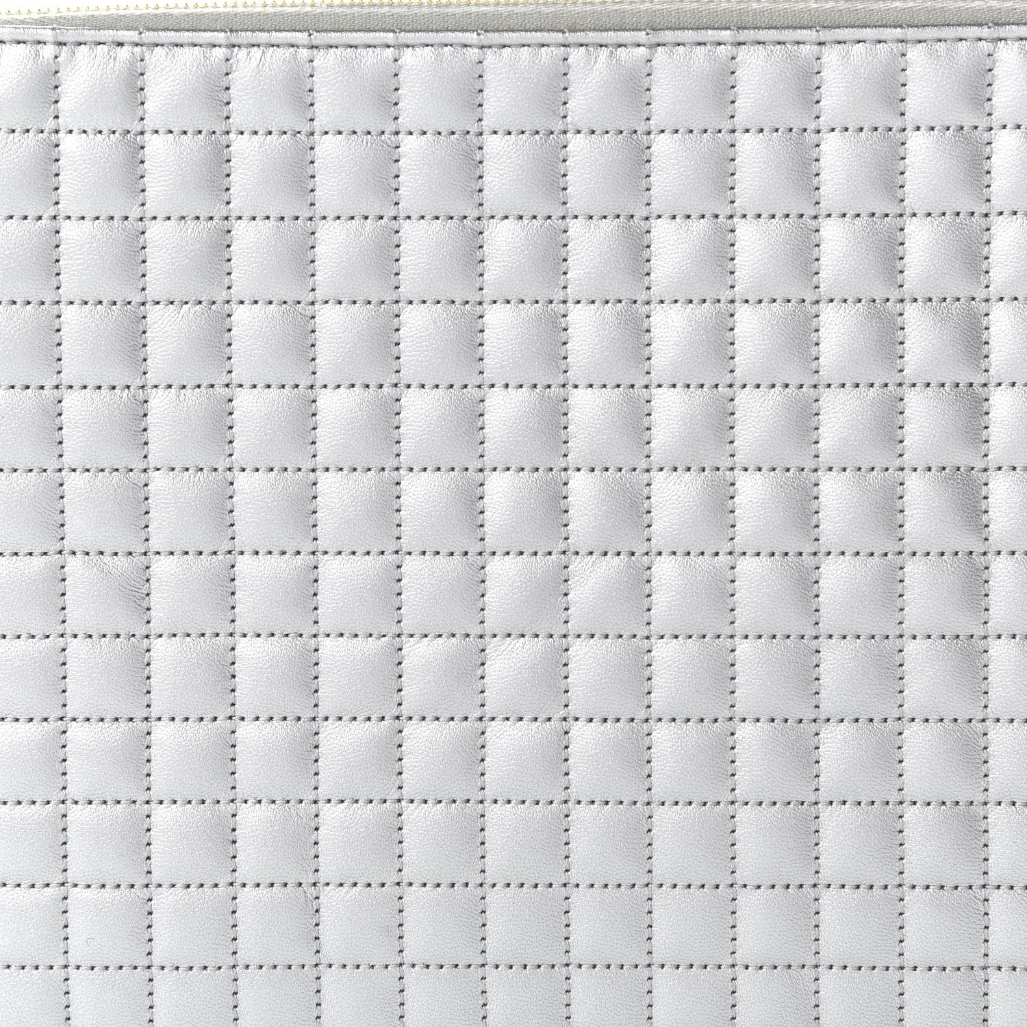 Celine Lambskin Quilted Zip Pouch Grey 9 of 10