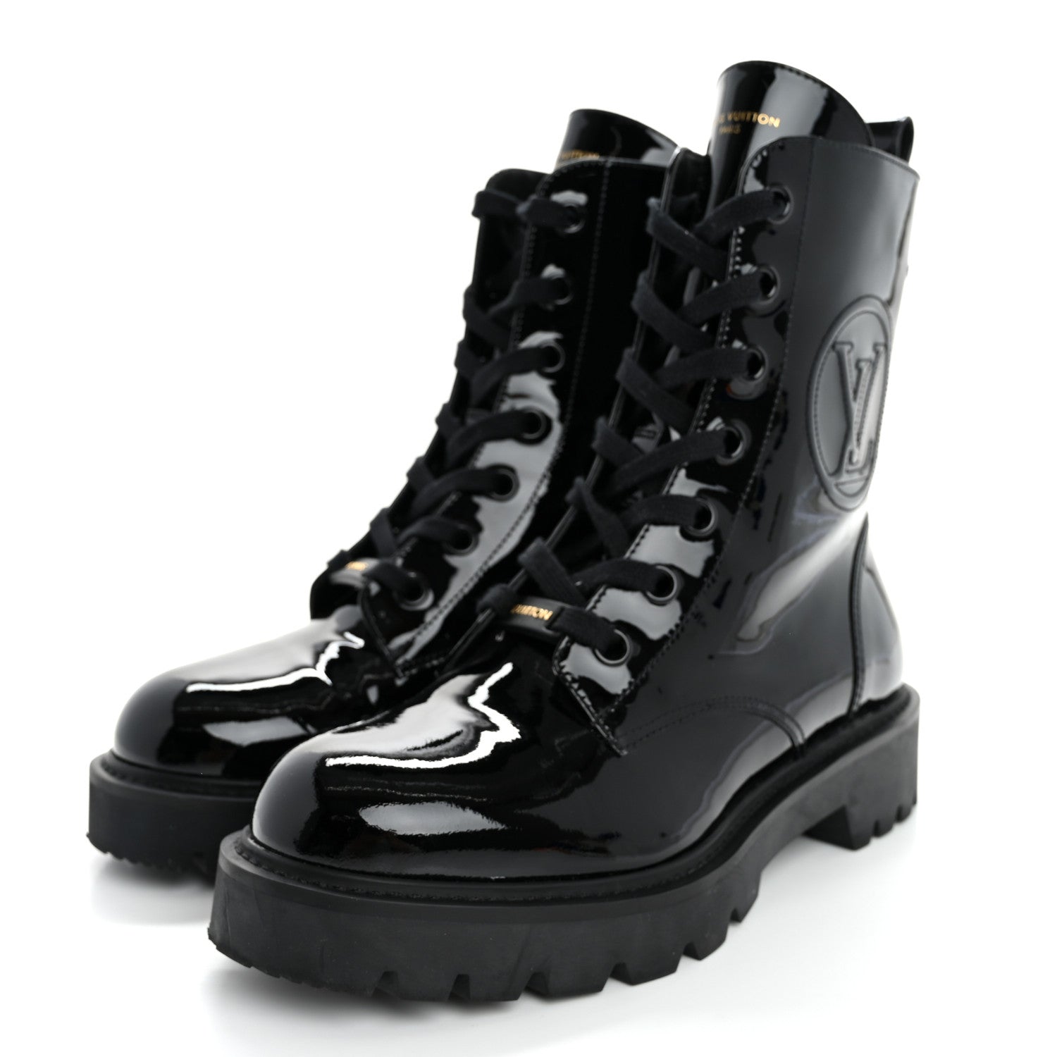 Louis Vuitton Patent Territory Flat Ranger Boots 38 Black 4 of 12