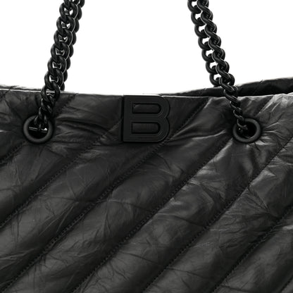 Balenciaga Crushed Calfskin Quilted Matte Black Hardware Large Crush Carry All Tote Bag Black 8 of 11