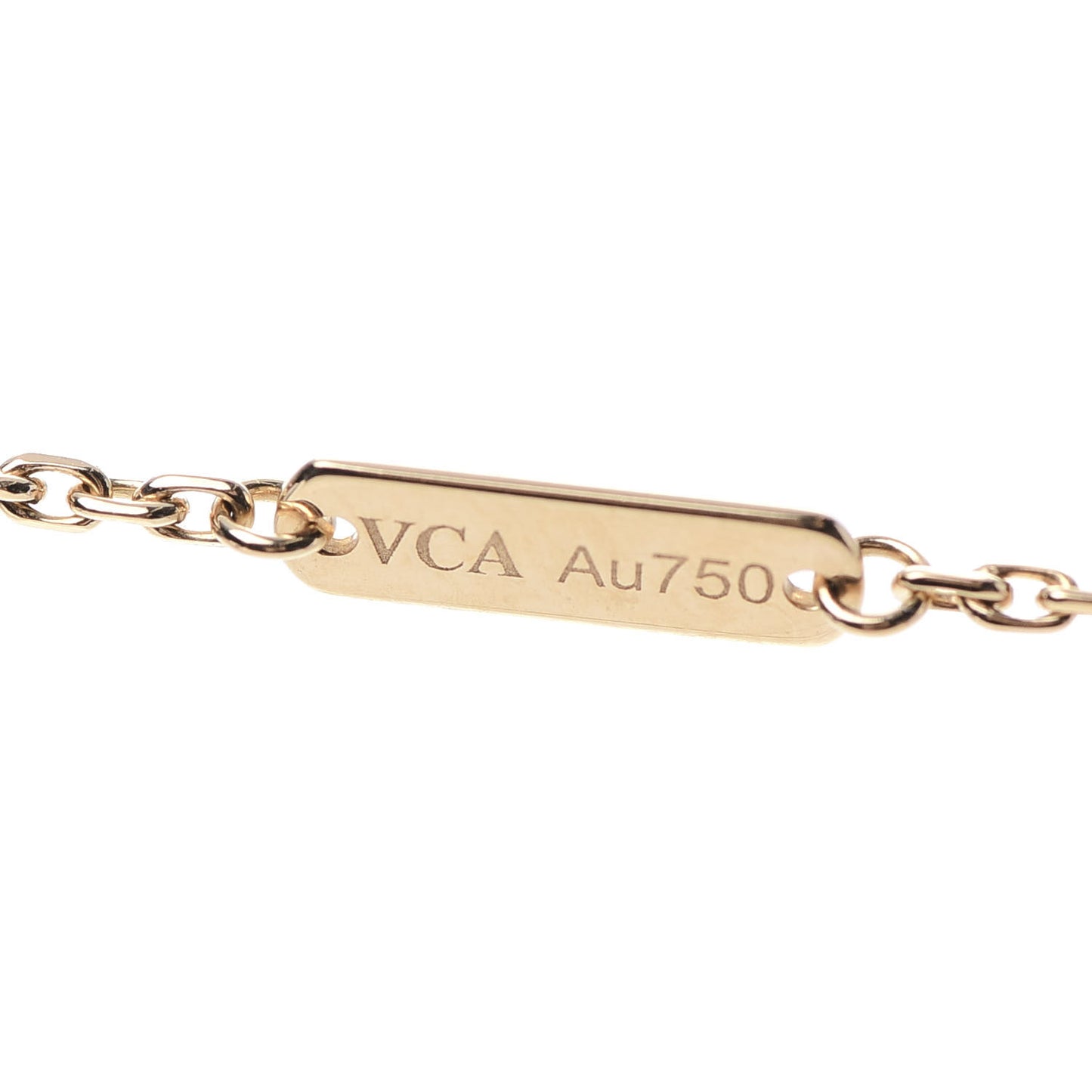 18K Yellow Gold Diamond Yellow Mother of Pearl Vintage Alhambra Pendant Necklace
