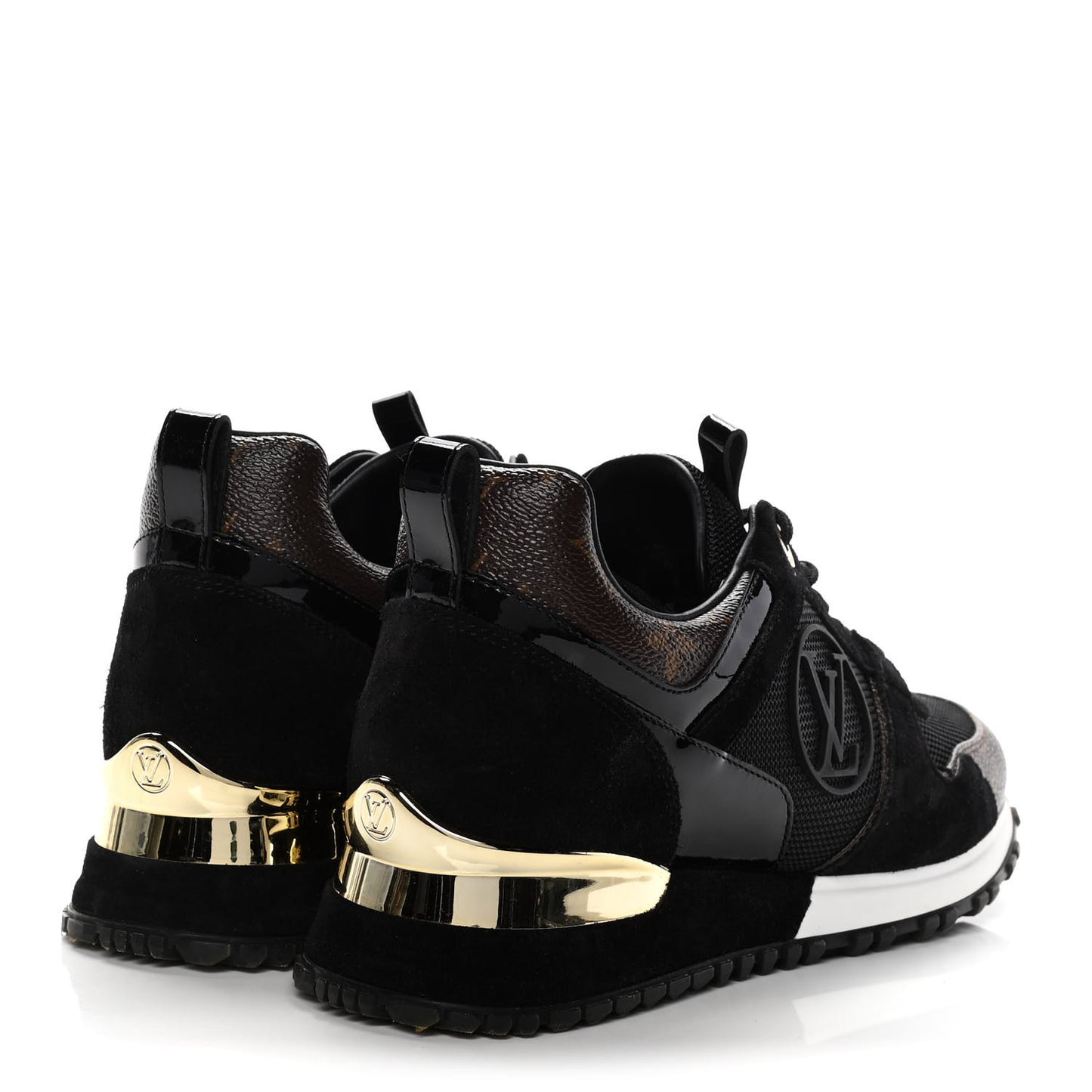 Suede Monogram Run Away Sneakers 37 Black