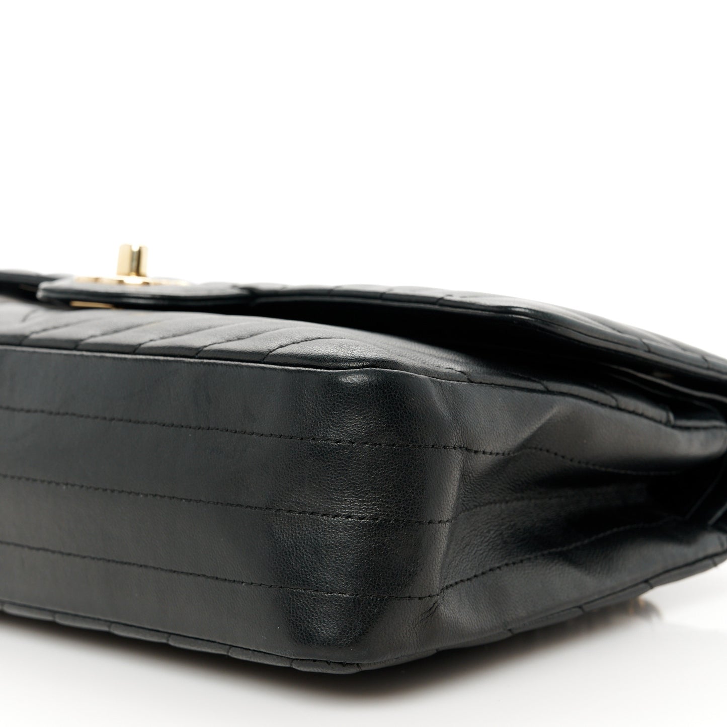 Lambskin Chevron Quilted Medium Double Flap Black